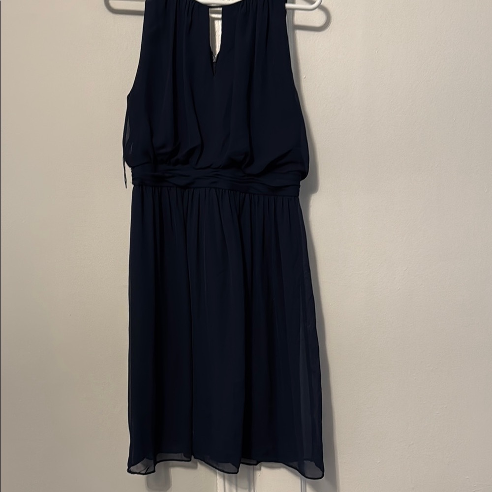 Elegant Navy Blue Sleeveless Dress